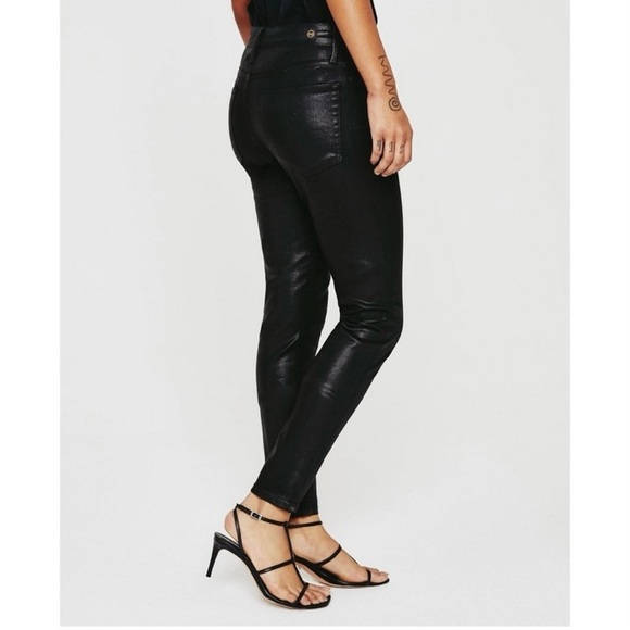 AG Farrah High Rise Skinny Ankle Jeans in Luminous Super Black Size 24 - Picture 3 of 13